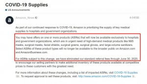 亚马逊公开征集防疫用品，并免除其3个月平台费！