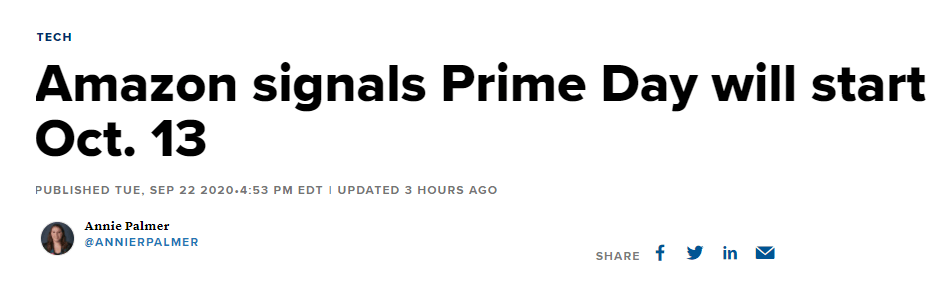 2020年亚马逊Prime Day开始时间确定_Prime Day将在十月份开启